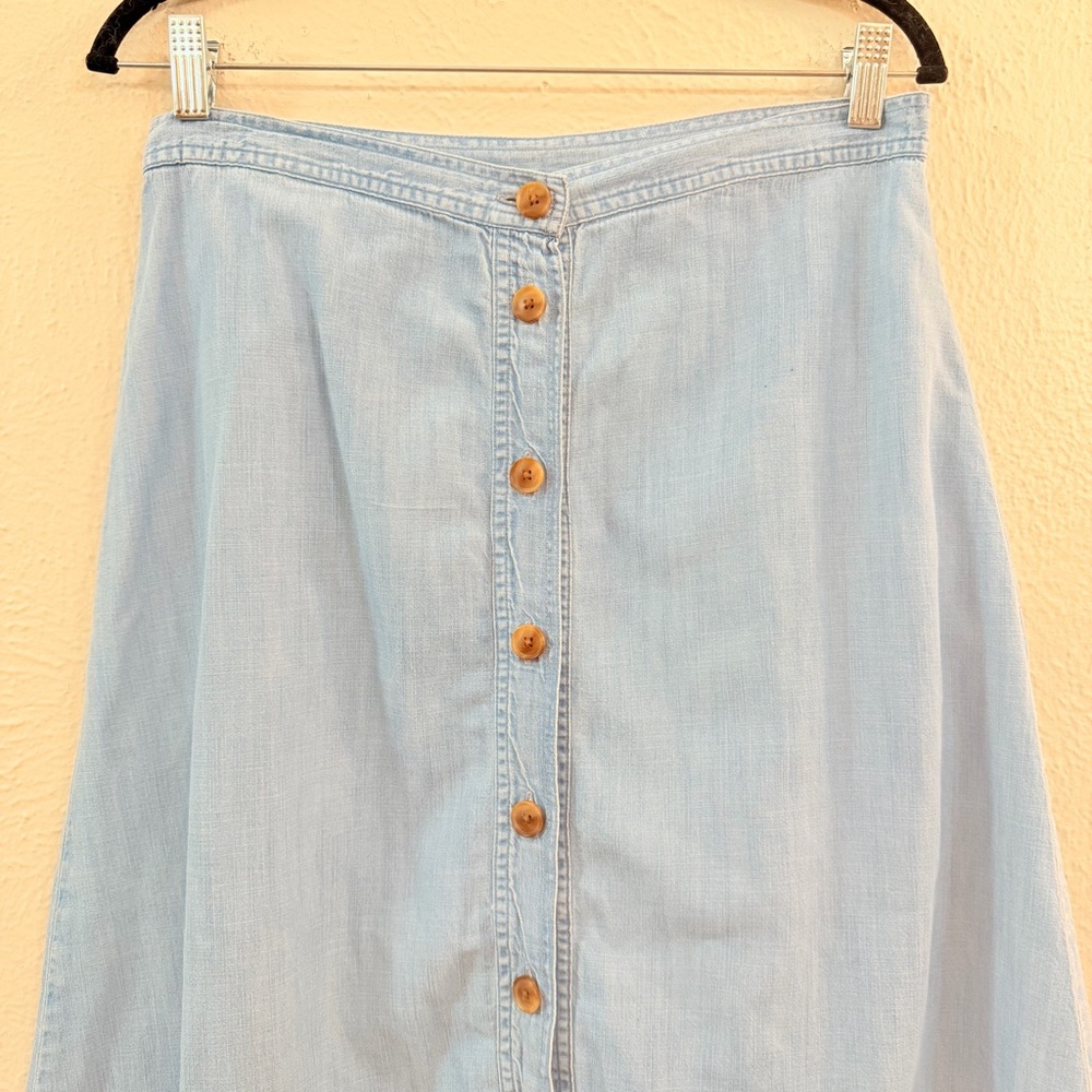 Gap Button Front Midi Light Wash Denim Skirt - image 6